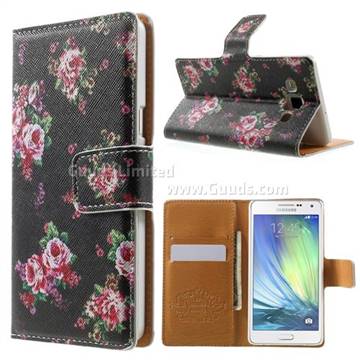Cross Pattern Garden Rose Flowers Leather Wallet Case for Samsung Galaxy A5 A500 A500F A5009