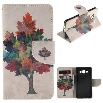 Colored Tree PU Leather Wallet Case for Samsung Galaxy A5 2015 A500