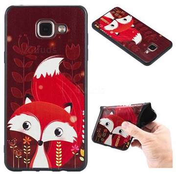 Red Fox 3D Embossed Relief Black TPU Back Cover for Samsung Galaxy A5 2016 A510