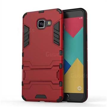 Armor Premium Tactical Grip Kickstand Shockproof Dual Layer Rugged Hard Cover for Samsung Galaxy A5 2016 A510 - Wine Red