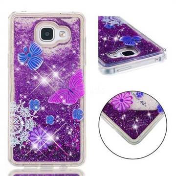 Purple Flower Butterfly Dynamic Liquid Glitter Quicksand Soft TPU Case for Samsung Galaxy A5 2016 A510