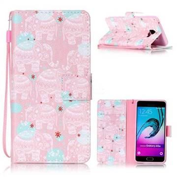 Pink Elephant Leather Wallet Phone Case for Samsung A5 2016 A510