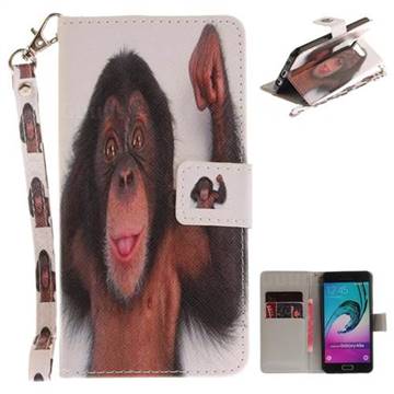 Cute Monkey Hand Strap Leather Wallet Case for Samsung Galaxy A5 2016 A510