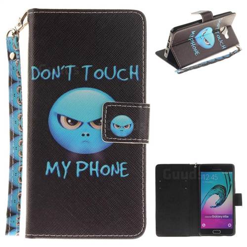 Not Touch My Phone Hand Strap Leather Wallet Case for Samsung Galaxy A5 2016 A510