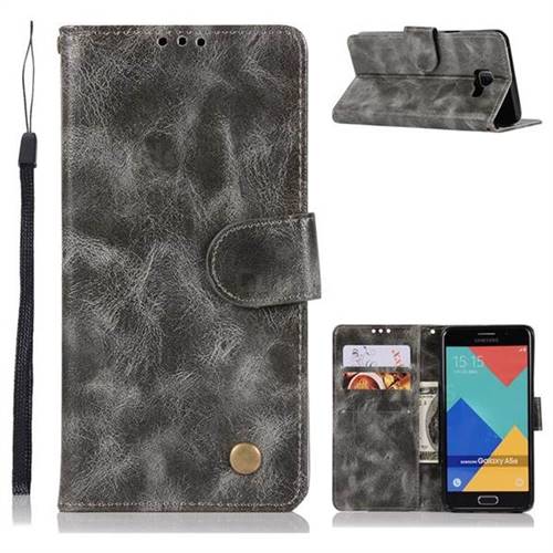 Luxury Retro Leather Wallet Case for Samsung Galaxy A5 2016 A510 - Gray