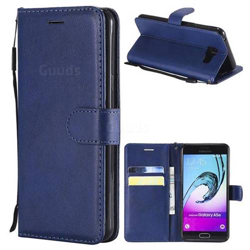 Retro Greek Classic Smooth PU Leather Wallet Phone Case for Samsung Galaxy A5 2016 A510 - Blue