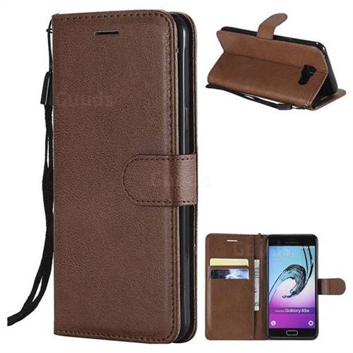 Retro Greek Classic Smooth PU Leather Wallet Phone Case for Samsung Galaxy A5 2016 A510 - Brown
