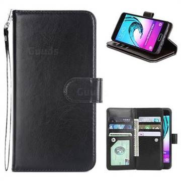 9 Card Photo Frame Smooth PU Leather Wallet Phone Case for Samsung Galaxy A5 2016 A510 - Black