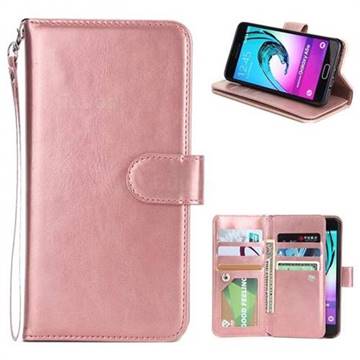 9 Card Photo Frame Smooth PU Leather Wallet Phone Case for Samsung Galaxy A5 2016 A510 - Rose Gold