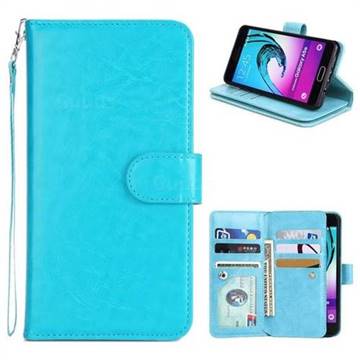 9 Card Photo Frame Smooth PU Leather Wallet Phone Case for Samsung Galaxy A5 2016 A510 - Blue