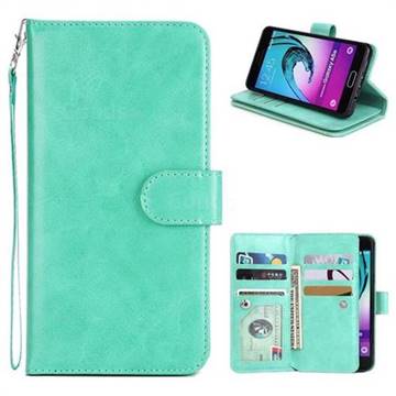 9 Card Photo Frame Smooth PU Leather Wallet Phone Case for Samsung Galaxy A5 2016 A510 - Mint Green