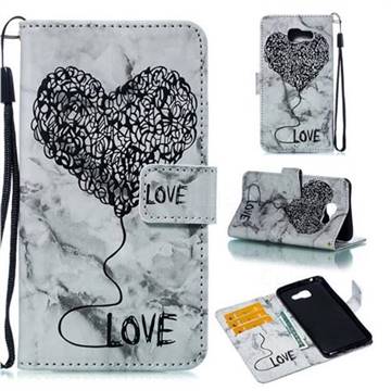 Marble Heart PU Leather Wallet Phone Case for Samsung Galaxy A5 2016 A510 - Black