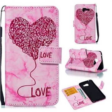 Marble Heart PU Leather Wallet Phone Case for Samsung Galaxy A5 2016 A510 - Red