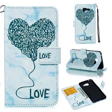 Marble Heart PU Leather Wallet Phone Case for Samsung Galaxy A5 2016 A510 - Blue