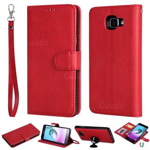 Retro Greek Detachable Magnetic PU Leather Wallet Phone Case for Samsung Galaxy A5 2016 A510 - Red