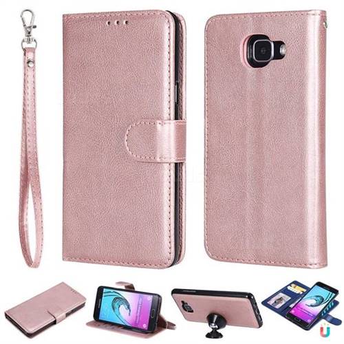 Retro Greek Detachable Magnetic PU Leather Wallet Phone Case for Samsung Galaxy A5 2016 A510 - Rose Gold