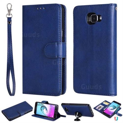 Retro Greek Detachable Magnetic PU Leather Wallet Phone Case for Samsung Galaxy A5 2016 A510 - Blue