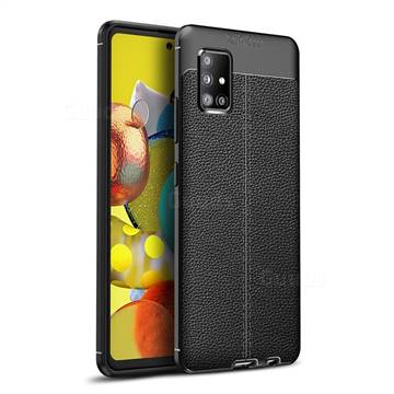 Luxury Auto Focus Litchi Texture Silicone TPU Back Cover for Samsung Galaxy A51 5G - Black
