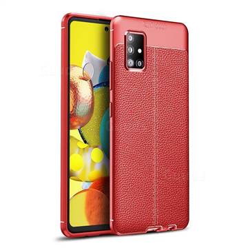 Luxury Auto Focus Litchi Texture Silicone TPU Back Cover for Samsung Galaxy A51 5G - Red