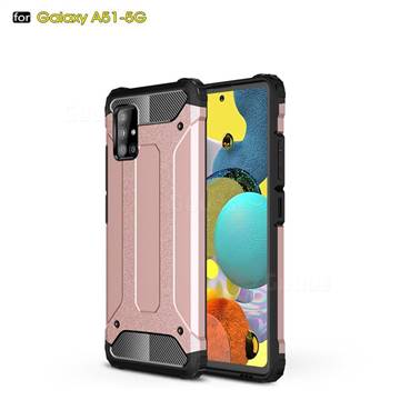 King Kong Armor Premium Shockproof Dual Layer Rugged Hard Cover for Samsung Galaxy A51 5G - Rose Gold