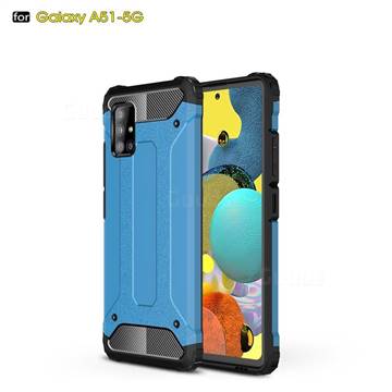 King Kong Armor Premium Shockproof Dual Layer Rugged Hard Cover for Samsung Galaxy A51 5G - Sky Blue