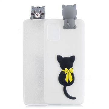 Little Black Cat Soft 3D Climbing Doll Soft Case for Samsung Galaxy A51 5G