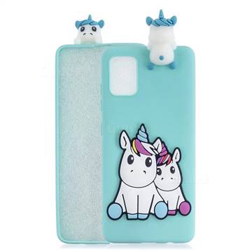 Couple Unicorn Soft 3D Climbing Doll Soft Case for Samsung Galaxy A51 5G