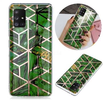 Green Rhombus Galvanized Rose Gold Marble Phone Back Cover for Samsung Galaxy A51 5G