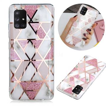 Pink Rhombus Galvanized Rose Gold Marble Phone Back Cover for Samsung Galaxy A51 5G
