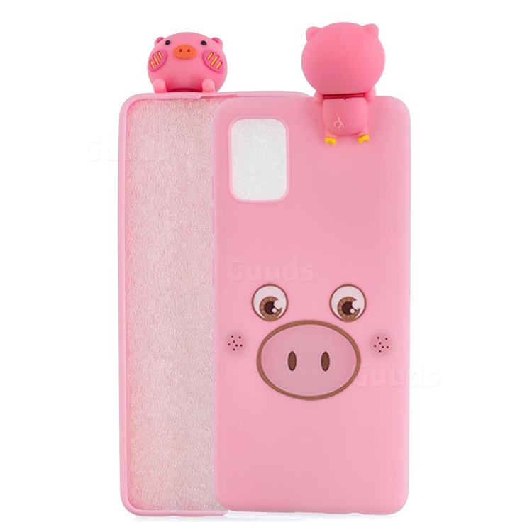 Small Pink Pig Soft 3D Climbing Doll Soft Case for Samsung Galaxy A51 5G