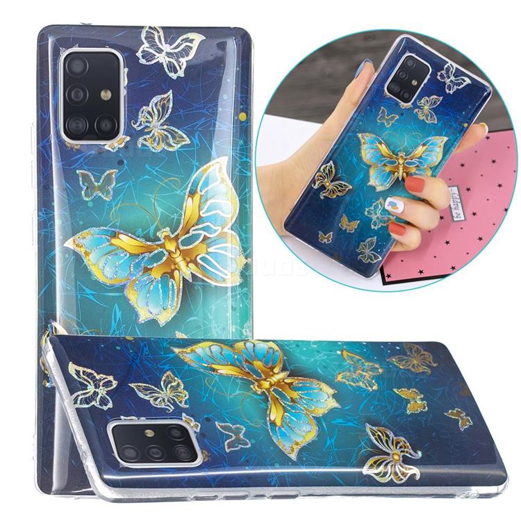 Golden Butterfly Painted Galvanized Electroplating Soft Phone Case Cover for Samsung Galaxy A51 5G