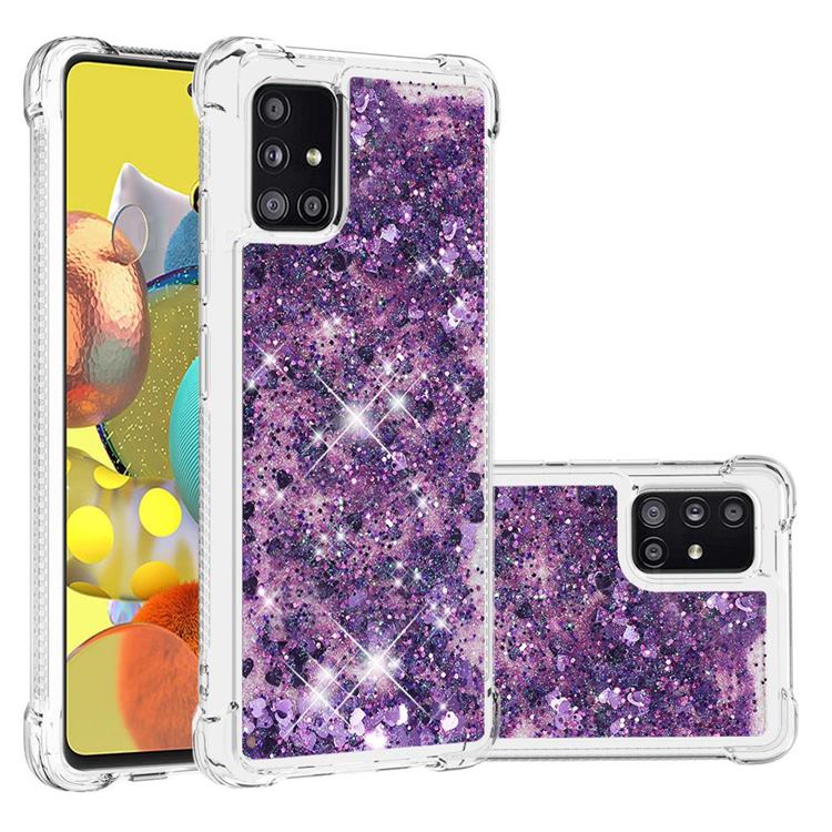 Dynamic Liquid Glitter Sand Quicksand Star TPU Case for Samsung Galaxy A51 5G - Purple