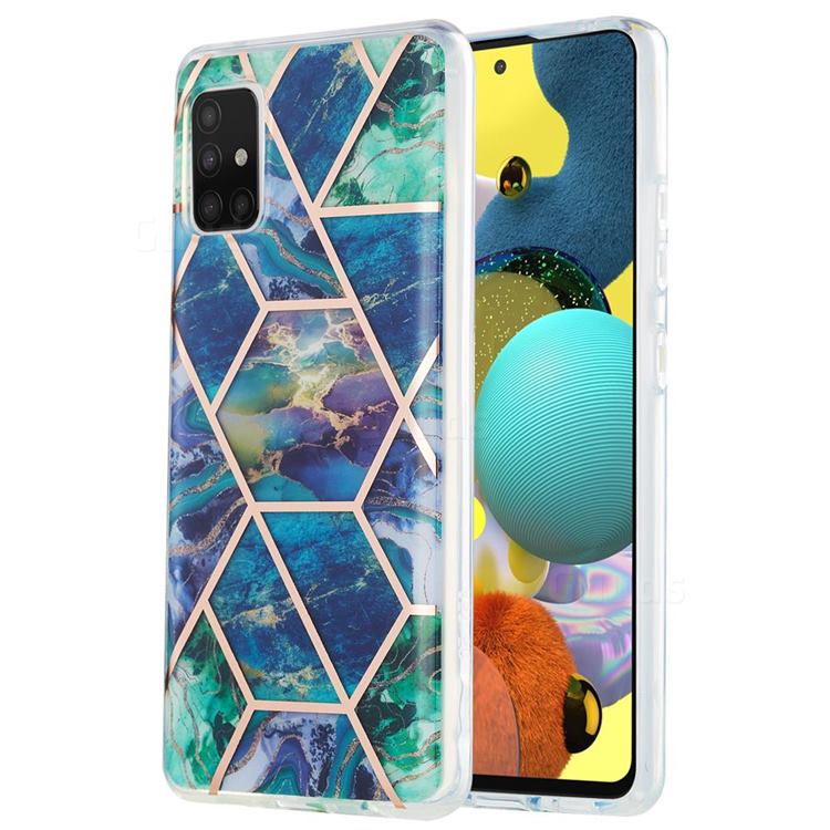 Blue Green Marble Pattern Galvanized Electroplating Protective Case Cover for Samsung Galaxy A51 5G