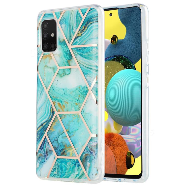 Blue Sea Marble Pattern Galvanized Electroplating Protective Case Cover for Samsung Galaxy A51 5G