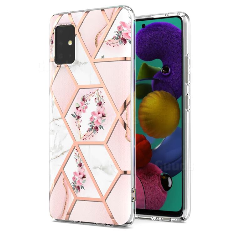 Pink Flower Marble Electroplating Protective Case Cover for Samsung Galaxy A51 5G