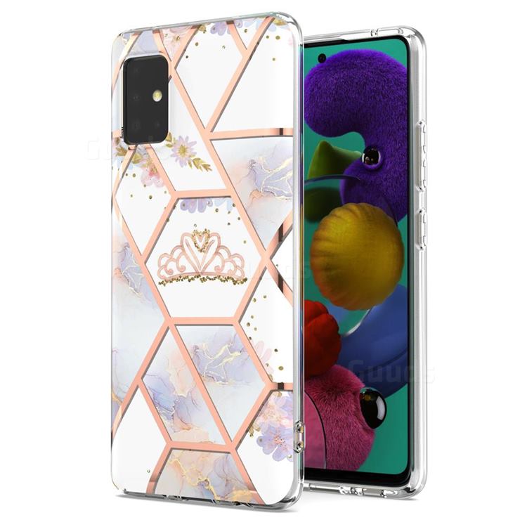 Crown Purple Flower Marble Electroplating Protective Case Cover for Samsung Galaxy A51 5G