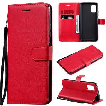 Retro Greek Classic Smooth PU Leather Wallet Phone Case for Samsung Galaxy A51 5G - Red