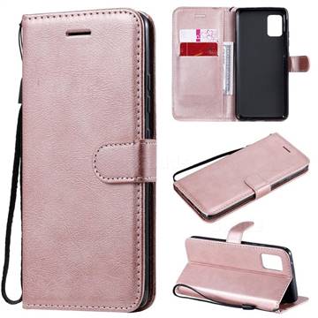 Retro Greek Classic Smooth PU Leather Wallet Phone Case for Samsung Galaxy A51 5G - Rose Gold