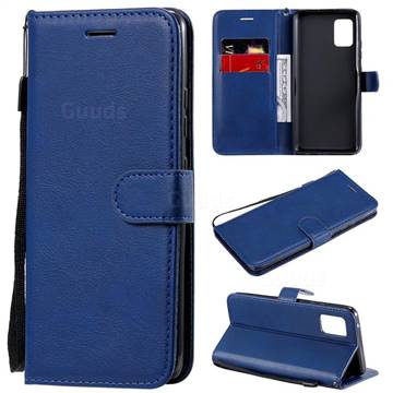 Retro Greek Classic Smooth PU Leather Wallet Phone Case for Samsung Galaxy A51 5G - Blue