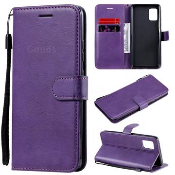 Retro Greek Classic Smooth PU Leather Wallet Phone Case for Samsung Galaxy A51 5G - Purple
