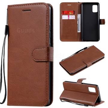 Retro Greek Classic Smooth PU Leather Wallet Phone Case for Samsung Galaxy A51 5G - Brown