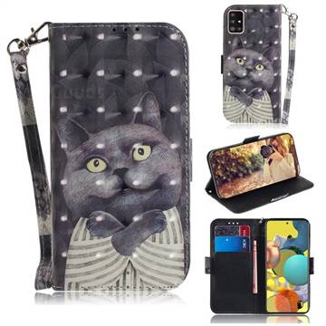 Cat Embrace 3D Painted Leather Wallet Phone Case for Samsung Galaxy A51 5G