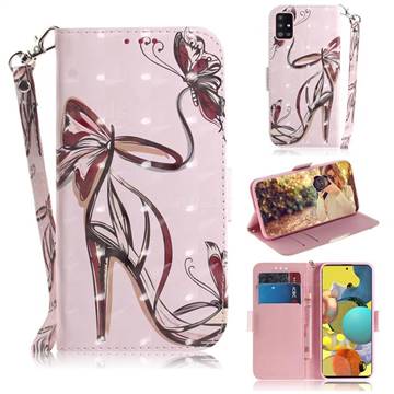 Butterfly High Heels 3D Painted Leather Wallet Phone Case for Samsung Galaxy A51 5G