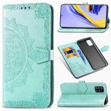 Embossing Imprint Mandala Flower Leather Wallet Case for Samsung Galaxy A51 5G - Green