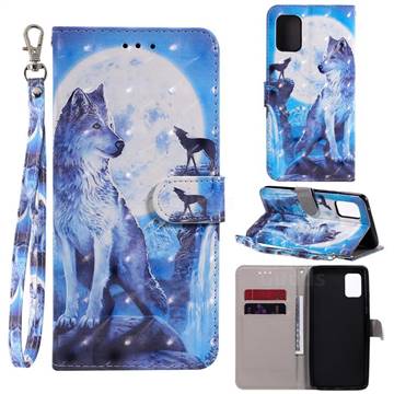 Ice Wolf 3D Painted Leather Wallet Phone Case for Samsung Galaxy A51 5G