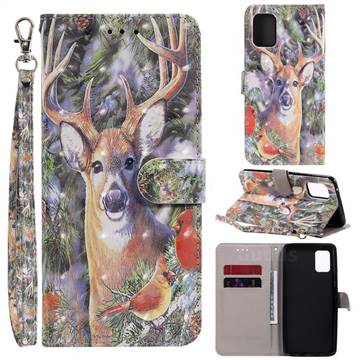 Elk Deer 3D Painted Leather Wallet Phone Case for Samsung Galaxy A51 5G