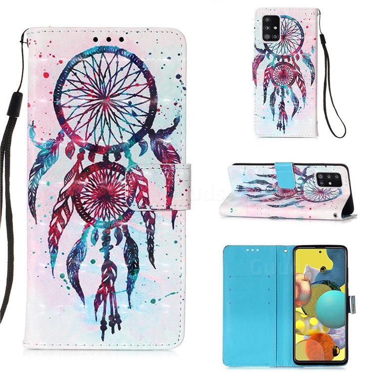 ColorDrops Wind Chimes 3D Painted Leather Wallet Case for Samsung Galaxy A51 5G