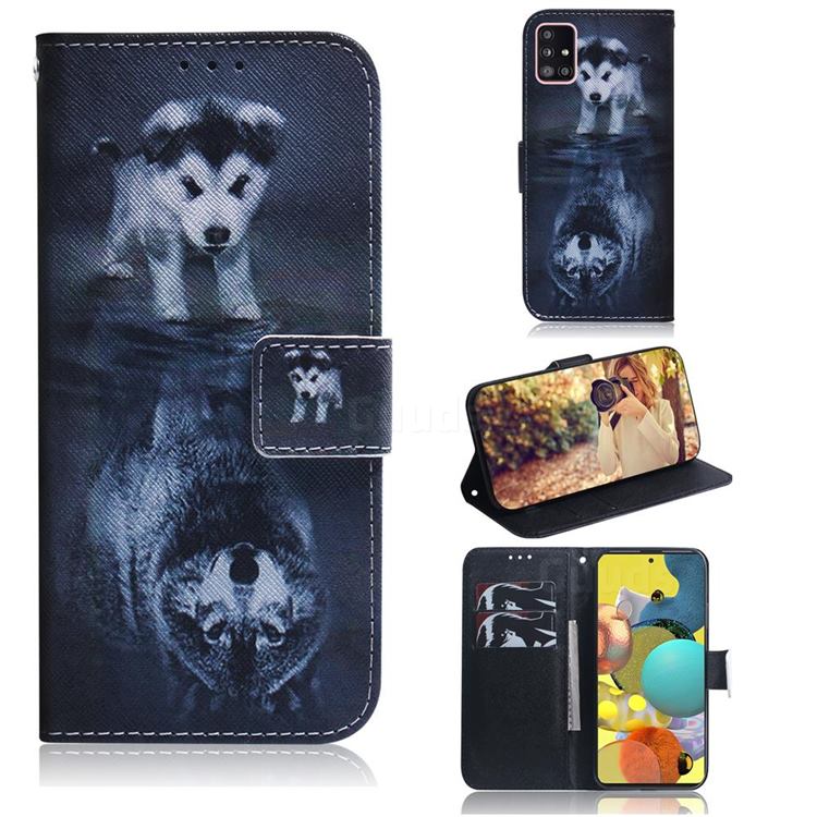 Wolf and Dog PU Leather Wallet Case for Samsung Galaxy A51 5G