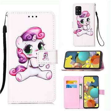 Playful Pony Matte Leather Wallet Phone Case for Samsung Galaxy A51 5G