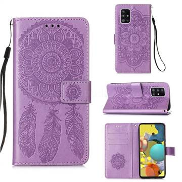 Embossing Dream Catcher Mandala Flower Leather Wallet Case for Samsung Galaxy A51 5G - Purple